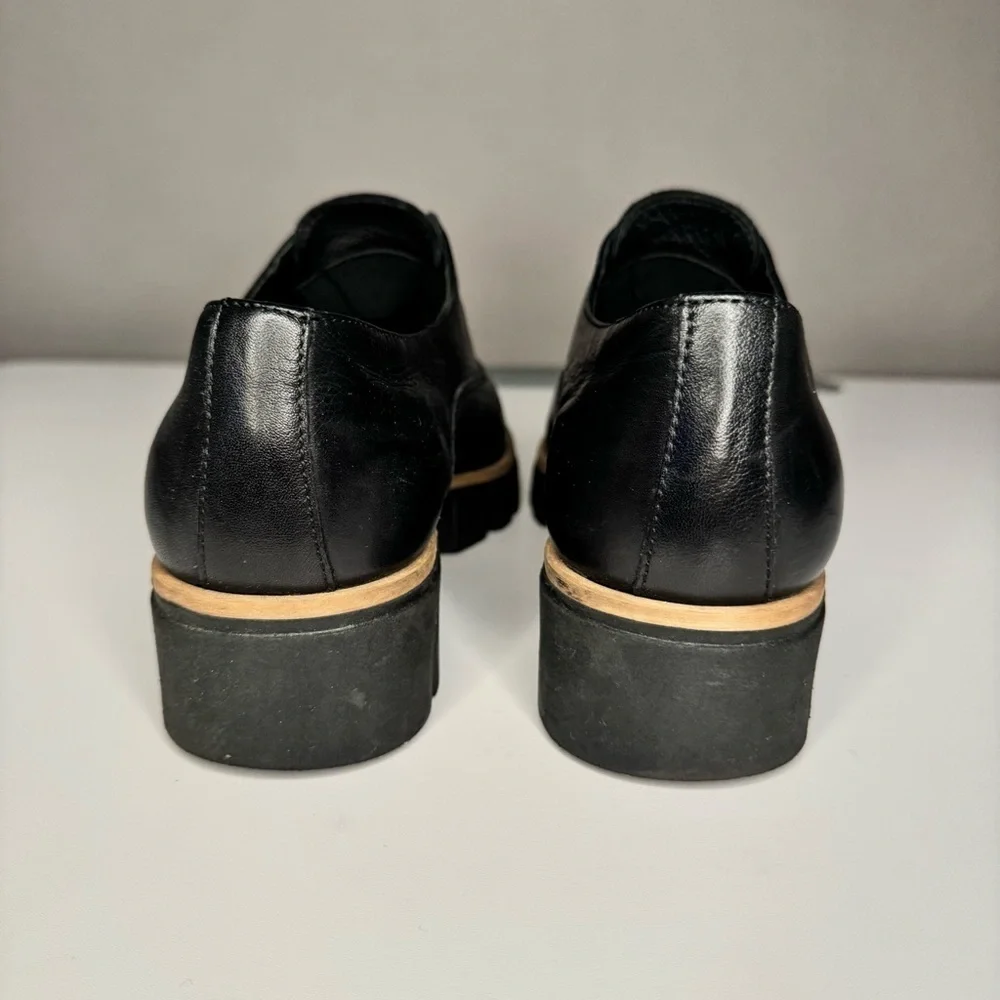 Atelier Women’s Barton Black & Tan Italian Leather Platform Penny Loafers Sz 38 - Picture 7 of 14
